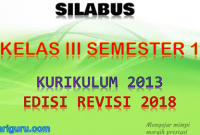 Download Silabus K13 Kelas 3 Revisi 2018 Semester 1
