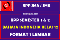 RPP 1 Lembar Bahasa Indonesia Kelas 12 Lengkap