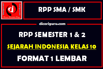 RPP 1 Lembar Sejarah Indonesia Kelas 10