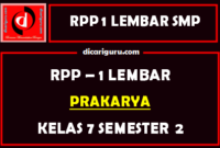 RPP 1 Lembar Prakarya Kelas 7 Semester 2 Update 2021