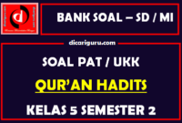 Soal UKK / PAT Qur’an Hadits Kelas 5 MI Semester 2